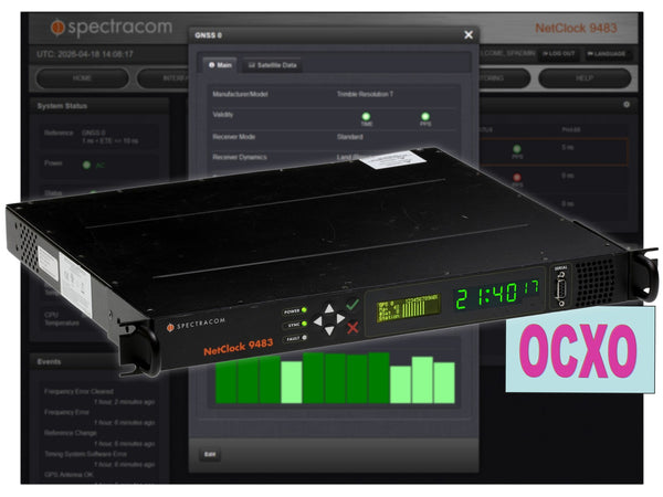 Spectracom 9483 OCXO GPS NENA ASCII NetClock NTP Network Time Server 10MHz 1PPS-www.prostudioconnection.com