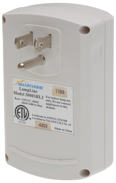 SmartHome X-10 LampLinc 2000SHL3 Powerline Lamp Light Controller Module 400W X10 [Used]-www.prostudioconnection.com
