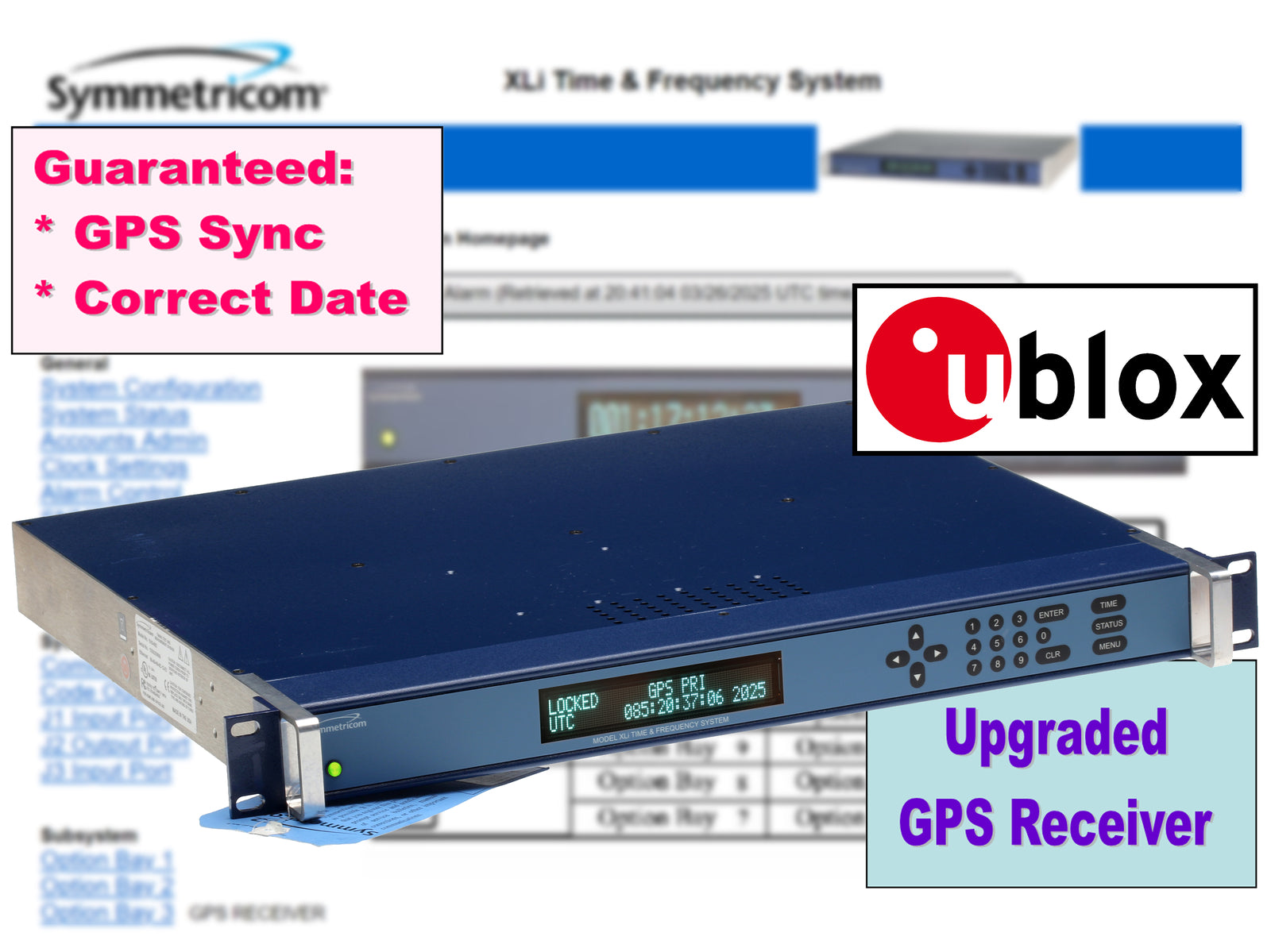 Symmetricom XLi TCXO UPGRADED ublox GPS NTP Time Server 10MHz Oscillator PPO-www.prostudioconnection.com