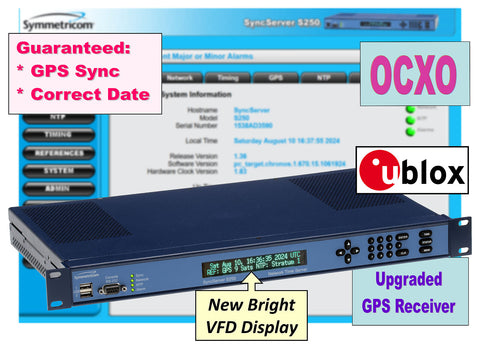 Symmetricom SyncServer S250 OCXO UPGRADED u-blox GPS NTP Network Time Server [Used]-www.prostudioconnection.com