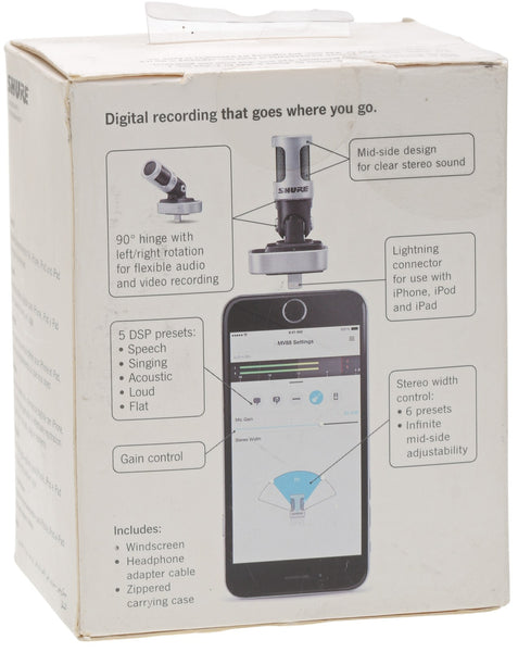 Shure MV88 iPhone/iPad Mid-Side Stereo Condenser Microphone Lightning Connector-www.prostudioconnection.com