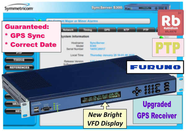 Symmetricom SyncServer Rubidium PTP S300 UPGRADED Furuno GPS NTP Time Server Rb-www.prostudioconnection.com