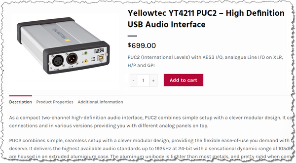 YellowTec YT4211 PUC2 Line USB AES Digital & Balanced Analog Audio XLR Interface-www.prostudioconnection.com