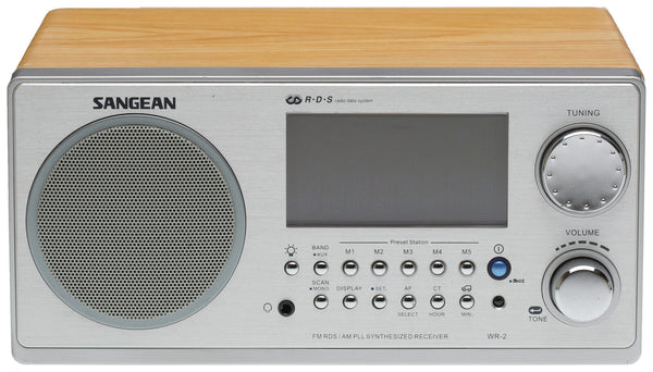 Sangean WR-2 Tabletop AM/FM/RDS Radio Receiver LCD Digital Tuner Walnut - EXLNT [Used]-www.prostudioconnection.com