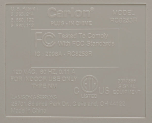 (Lot=3) Carlon RC8253R Wireless Doorbell Plug-In Add-On Door Chime 150 Ft Range [Used]-www.prostudioconnection.com