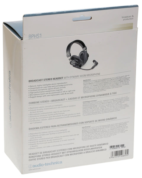 Audio Technica BPHS1 Broadcast Stereo Dynamic Cardioid Mic Headset NEW OPEN BOX-www.prostudioconnection.com