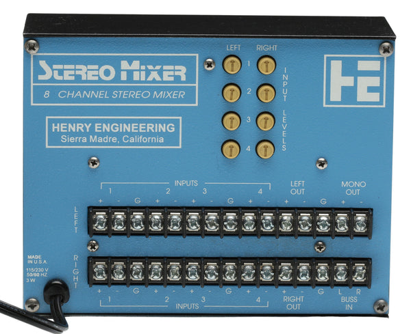Henry Engineering 4 Stereo Channel (8 Mono) Utility Mixer for Balanced Audio [Used]-www.prostudioconnection.com