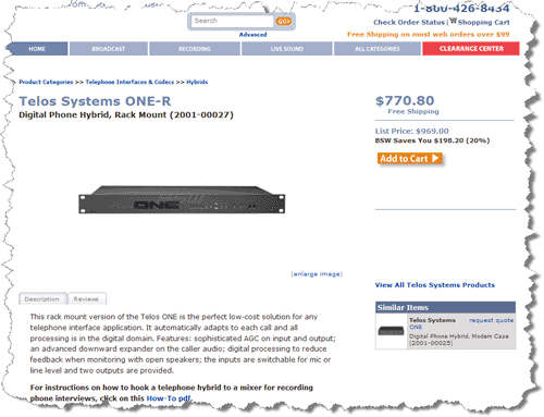 NEW Telos One-R Rackmount Digital Hybrid Broadcast Audio Console Phone Interface-www.prostudioconnection.com