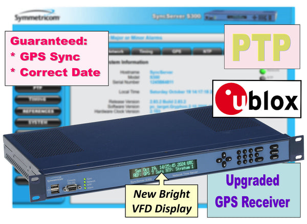 Symmetricom SyncServer PTP S300 UPGRADED GPS NTP Network Time Server NEW DISPLAY-www.prostudioconnection.com