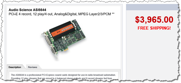 AudioScience ASI6644 PCIe Multichannel Broadcast Sound Card Balanced Audio XLR [Refurbished]-www.prostudioconnection.com