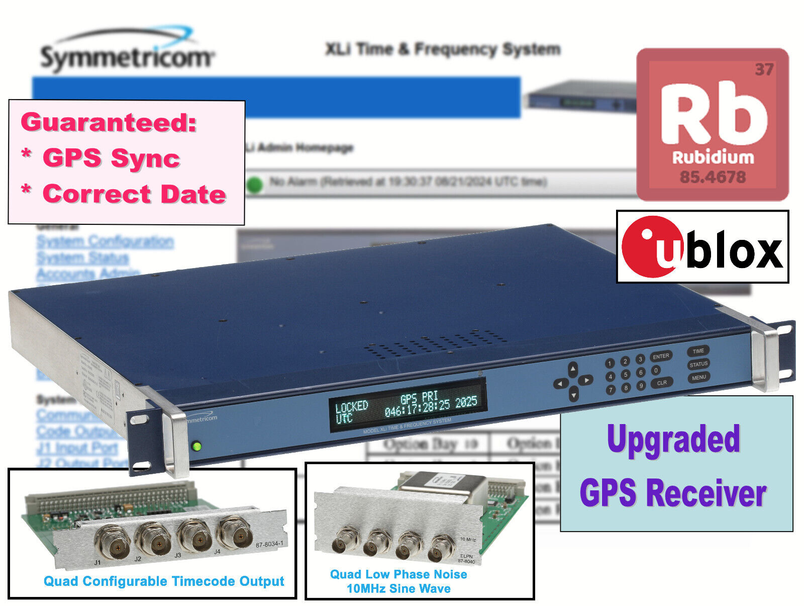 Symmetricom XLi Rubidium UPGRADED GPS 10MHz Oscillator NTP Time Server LOADED!!-www.prostudioconnection.com