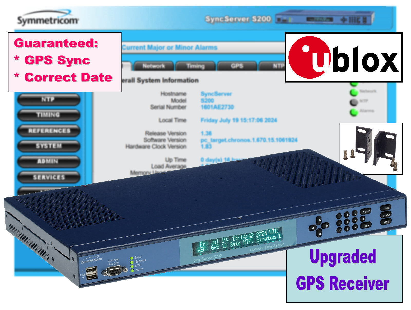 NEW Symmetricom Syncserver UPGRADED GPS S200 NTP Network Time Server *DC POWER*-www.prostudioconnection.com