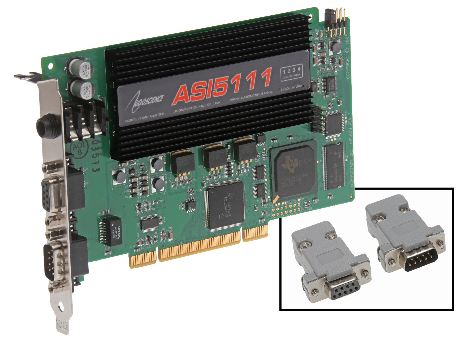 AudioScience ASI5111 F0 Broadcast Balanced Analog Sound Card w/ Mic Preamp & DB9-www.prostudioconnection.com