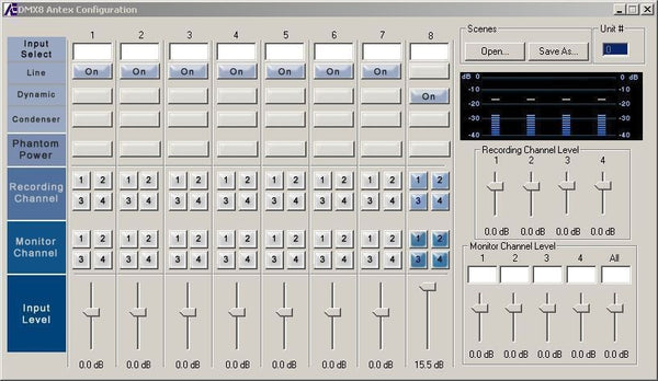 NEW Antex DMX8 Rackmount USB Court Recording 8 Channel Mixer PC Interface DMX 8-www.prostudioconnection.com