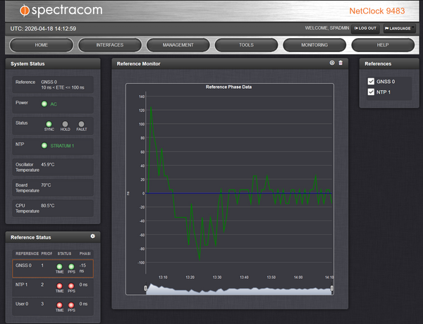 Spectracom 9483 OCXO GPS NENA ASCII NetClock NTP Network Time Server 10MHz 1PPS-www.prostudioconnection.com