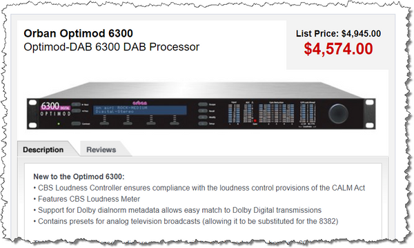 Orban Optimod 6300 DAB AES/EBU 5-Band Web Digital Audio Processor CBS Loudness [Used]-www.prostudioconnection.com