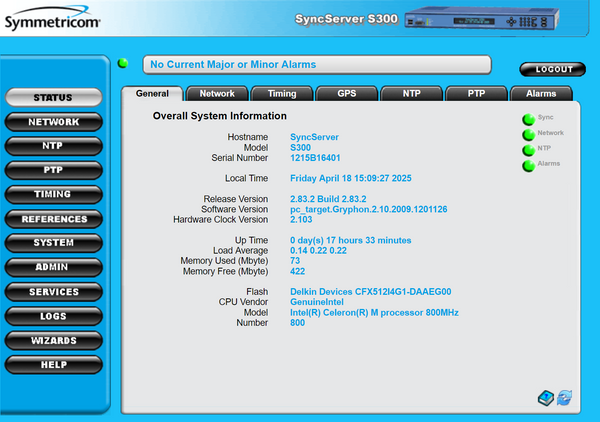 Symmetricom SyncServer Rubidium PTP S300 UPGRADED Furuno GPS NTP Time Server Rb-www.prostudioconnection.com