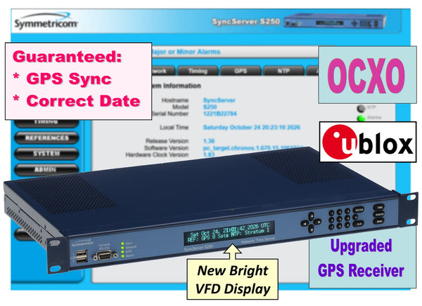 Symmetricom SyncServer S250 OCXO UPGRADED ublox GPS NTP Network Time Server-www.prostudioconnection.com