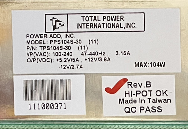 Symmetricom TrueTime XLi Redundant Power Supply PPS104S 30 TPS104S Total Add Inc [Used]-www.prostudioconnection.com