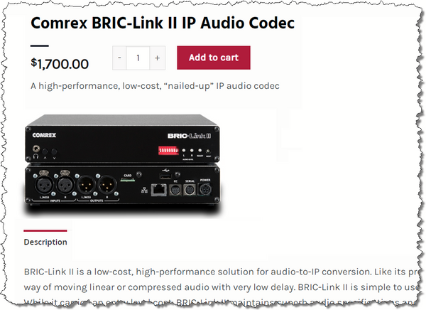 Comrex BRIC-Link II Broadcast Audio Over IP Duplex Digital Codec Opus w/ TS-www.prostudioconnection.com