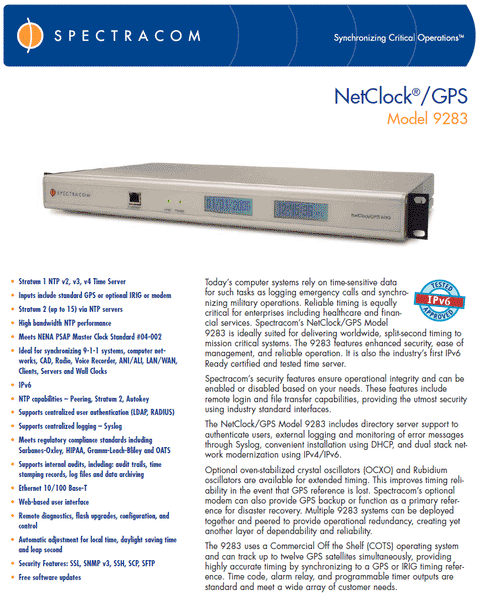 Spectracom 9283 IRIG-B 1PPS Input NTP Network Time Server 10MHz Oscillator [For Parts]-www.prostudioconnection.com